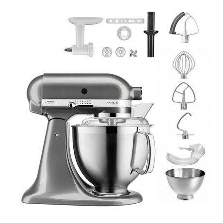 KitchenAid 4,8 L 5KSM185 Artisan Küchenmaschine Cookielover Artisan Fleischwolf+Spritzgebäck+Flexirührer