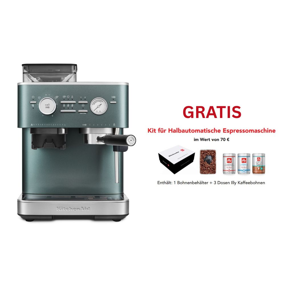 KitchenAid halbautomatische Espressomaschine mit Gratmahlwerk 5KES6551 inkl. GRATIS Illy Exploration Kit
