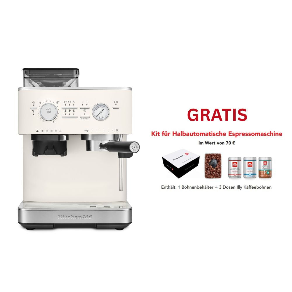 KitchenAid halbautomatische Espressomaschine mit Gratmahlwerk 5KES6551 inkl. GRATIS Illy Exploration Kit