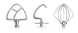 KitchenAid Edelstahlwerkzeuge 3er Set für Küchenmaschinen mit kippbarem Motorkopf 5KSMTH3PSS
