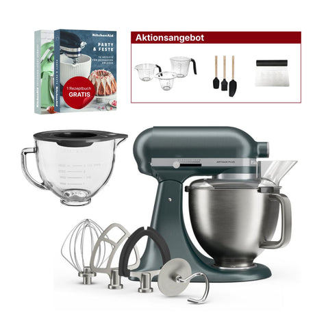 KitchenAid 4,7L 5KSM50PKVE Küchenmaschine - Artisan Plus mit GRATIS Glasschüssel