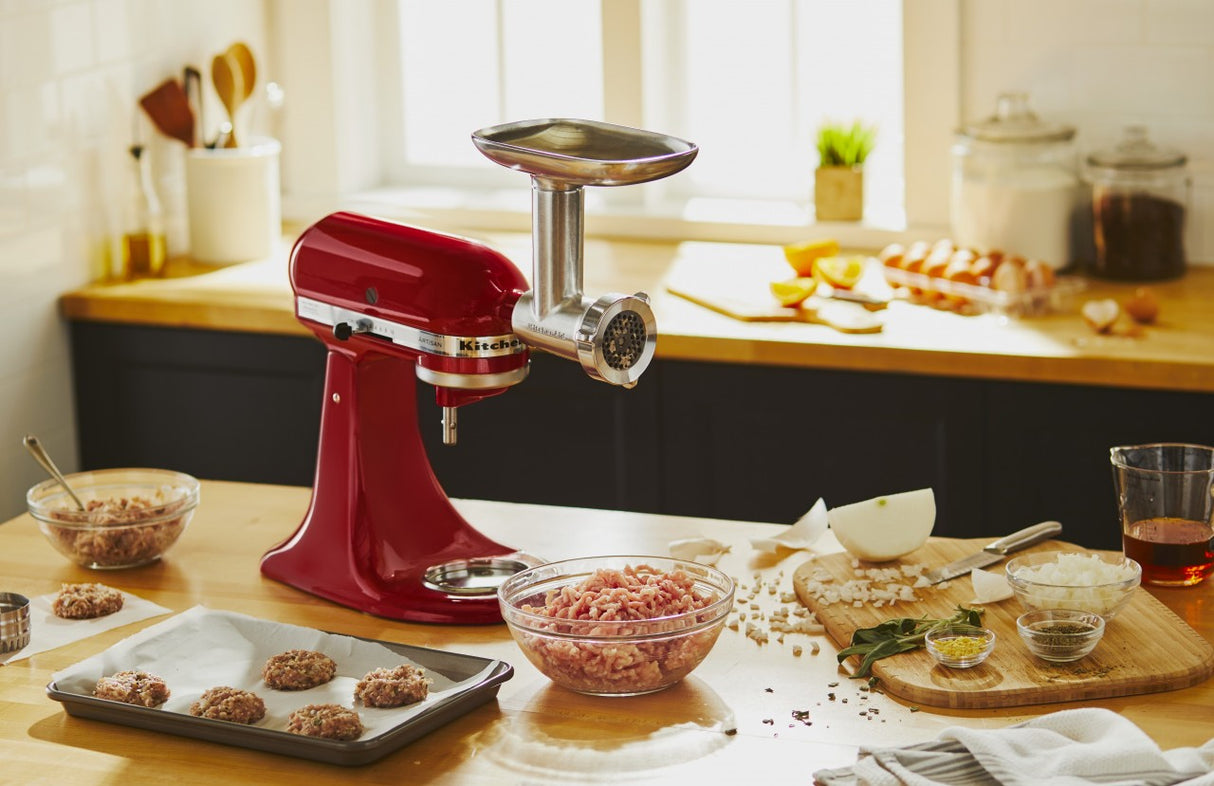 KitchenAid Metallfleischwolf Set mit Westmark Spritzgebäckvorsatz + 5KSMMGA Gr. 8