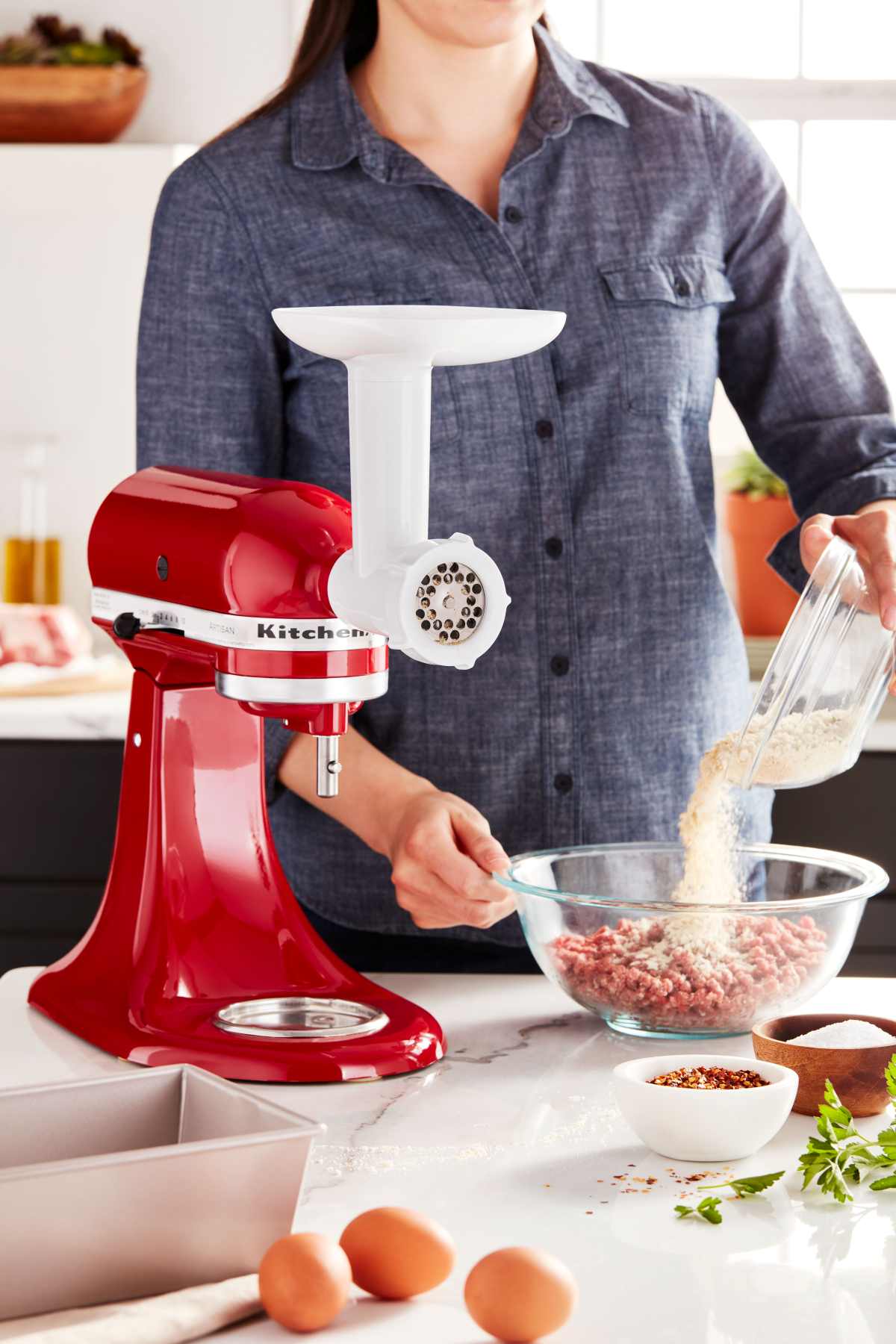 KitchenAid Set Kunststofffleischwolf 5KSMFGA inkl. Spritzgebäck + Gemüseschneider 5KSMVSA