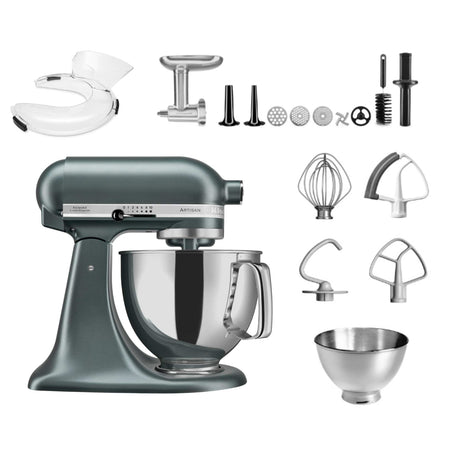 KitchenAid 4,8 L 5KSM175 Artisan Küchenmaschine Meatlover mit Ganzmetall- Fleischwolf und Spritzgebäckvorsatz