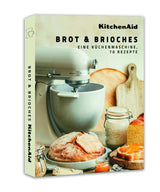 KitchenAid Brot-Backschüssel 5KSM2CB5BGS Grey Speckle mit KitchenAid Brotmesser KKFTR8BRWM+ Rezeptbuch Brot&Brioche